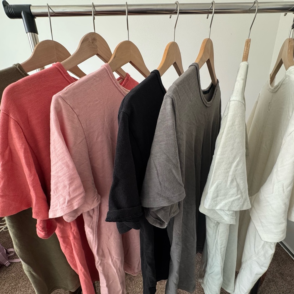 Lot of 7 rag & bone Short Sleeve Tees - Black, Gray, White, Pink, Salmon, Army